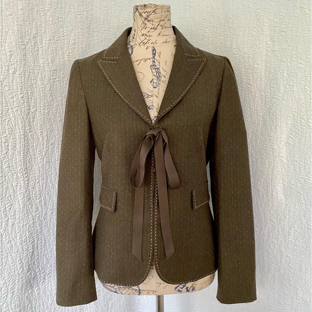 Rebecca Taylor Brown Blazer Tie Front Y2K
